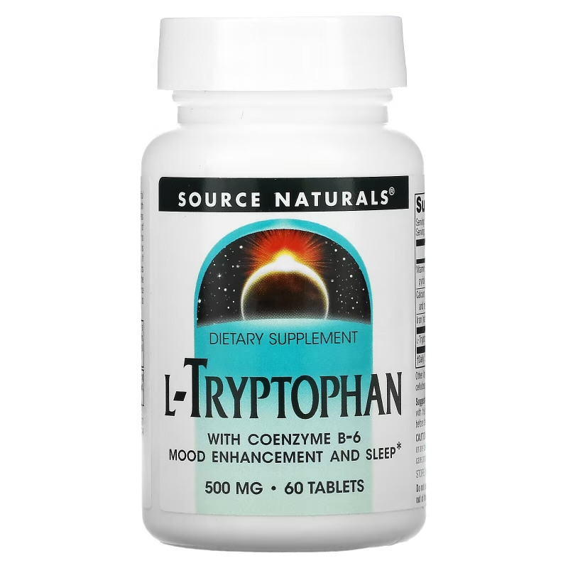 Source Naturals, L-Tryptophan with Coenzyme B-6, 500 mg, 60 Tablets