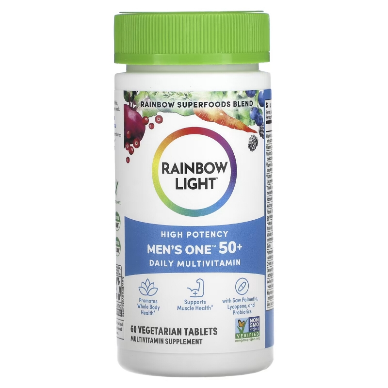 Rainbow Light, Men's One 50+ Daily Multivitamin, High Potency, 60 Vegetarian Tablets