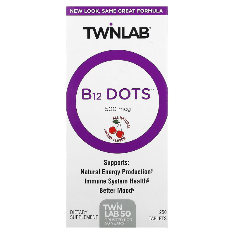 Twinlab, B12 Dots, Cherry, 500 mcg, 250 Tablets