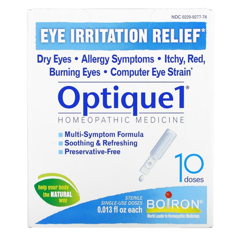 Boiron, Optique 1, снятие раздражения глаз, 10 доз, 0,013 жидкой унции каждая