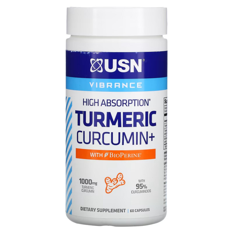 USN, легкоусвояемый куркумин с комплексом BioPerine, 500 мг, 60 капсул