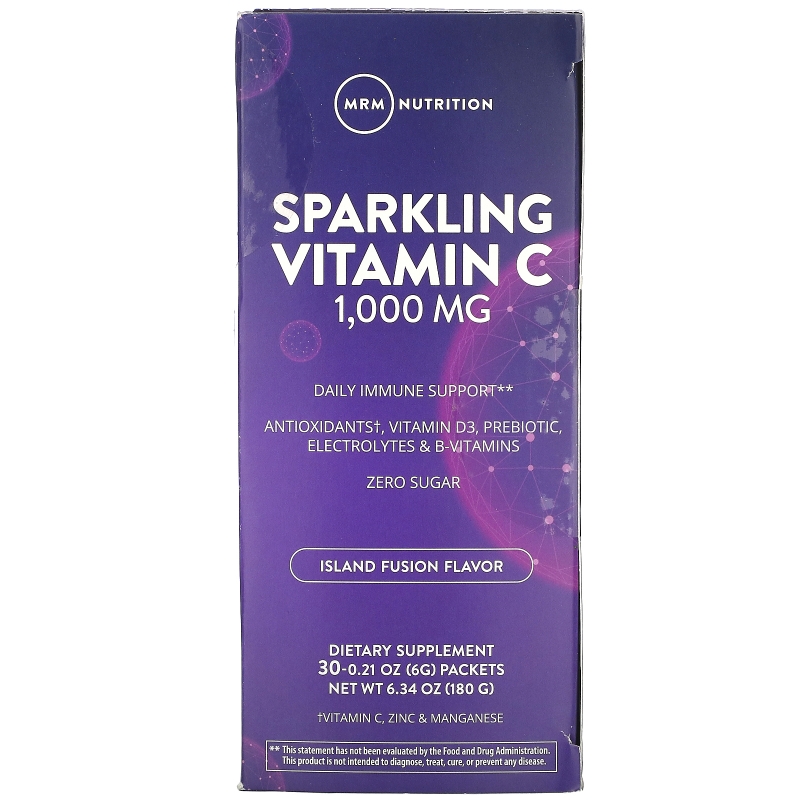 MRM, Sparkling Vitamin C, Island Fusion, 1,000 mg, 30 Packets, 0.21 oz (6 g)