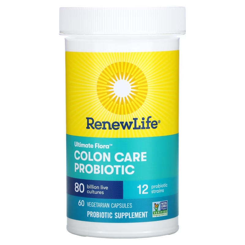 Renew Life, Ultimate Flora Colon Care Probiotic, 80 млрд КОЕ, 60 вегетарианских капсул