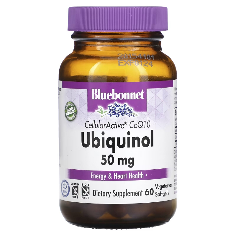 Bluebonnet Nutrition, Ubiquinol, активный на клеточном уровне коэнзим Q10, 50 мг, 60 вегетарианских капсул