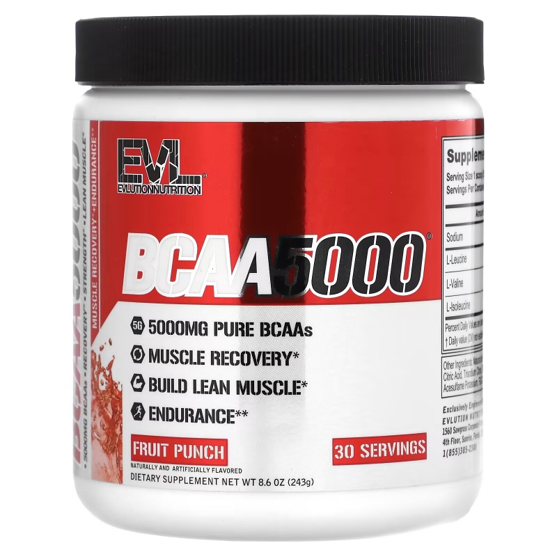 EVLution Nutrition, BCAA 5000, Fruit Punch, 8.6 oz (243 g)