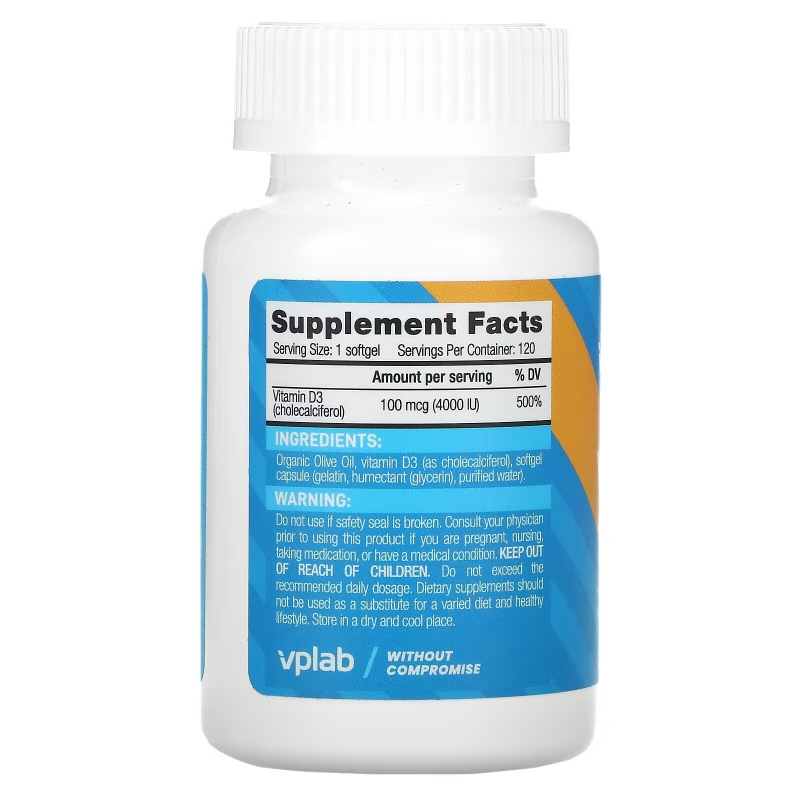 Vplab, Vitamin D3, 4000 IU, 120 Softgels