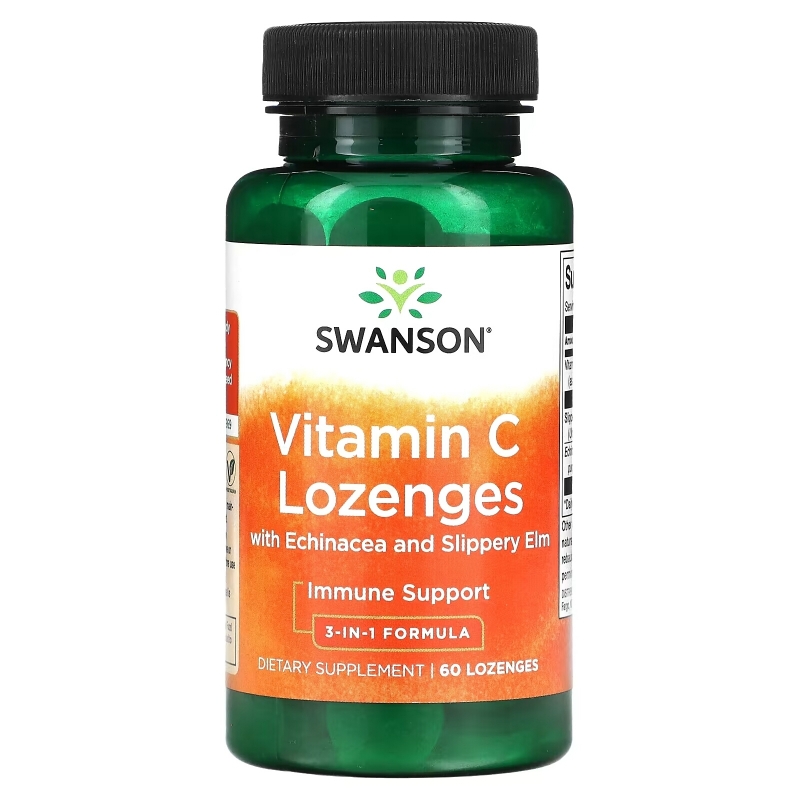 Swanson, Vitamin C Lozenges with Echinacea and Slippery Elm, 60 Lozenges