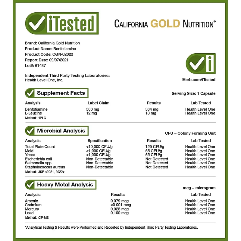 California Gold Nutrition, Benfotiamine, 300 mg, 90 Veggie Capsules